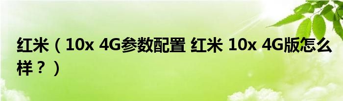红米（10x 4G参数配置 红米 10x 4G版怎么样？）