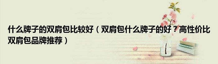 什么牌子的双肩包比较好（双肩包什么牌子的好？高性价比双肩包品牌推荐）