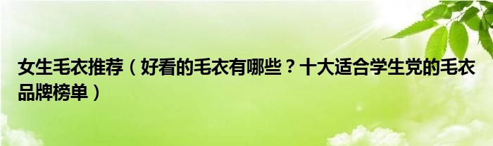 女生毛衣推荐（好看的毛衣有哪些？十大适合学生党的毛衣品牌榜单）
