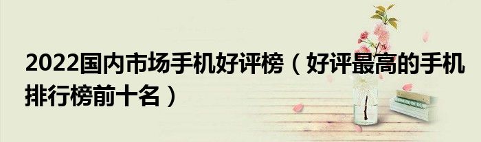 2022国内市场手机好评榜（好评最高的手机排行榜前十名）