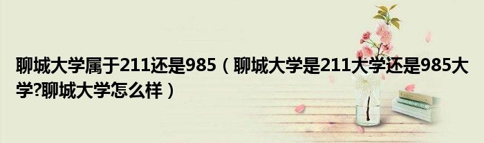 聊城大学属于211还是985（聊城大学是211大学还是985大学?聊城大学怎么样）