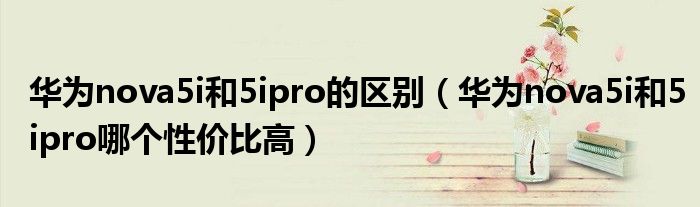 华为nova5i和5ipro的区别（华为nova5i和5ipro哪个性价比高）