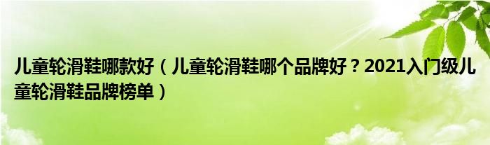 儿童轮滑鞋哪款好（儿童轮滑鞋哪个品牌好？2021入门级儿童轮滑鞋品牌榜单）