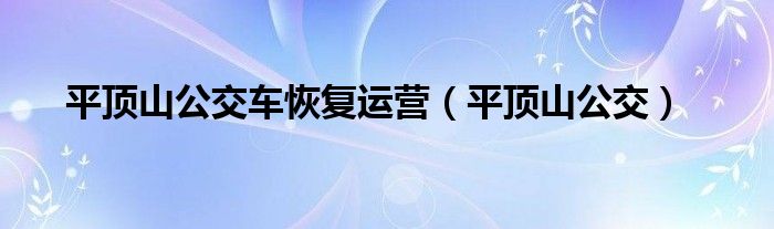 平顶山公交车恢复运营（平顶山公交）