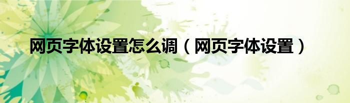 网页字体设置怎么调（网页字体设置）