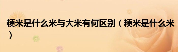 粳米是什么米与大米有何区别（粳米是什么米）