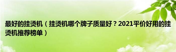 最好的挂烫机（挂烫机哪个牌子质量好？2021平价好用的挂烫机推荐榜单）