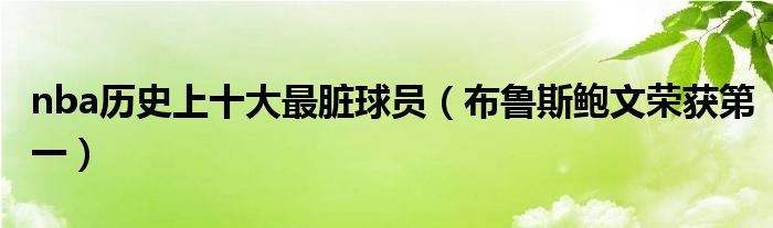 nba历史上十大最脏球员（布鲁斯鲍文荣获第一）