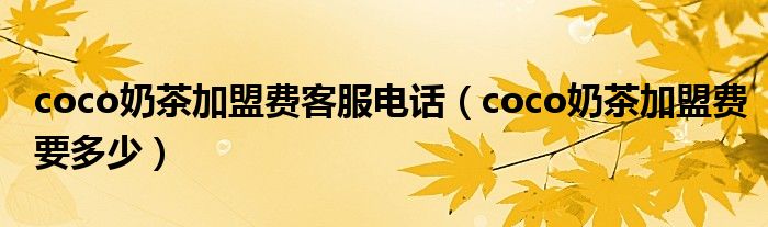 coco奶茶加盟费客服电话（coco奶茶加盟费要多少）