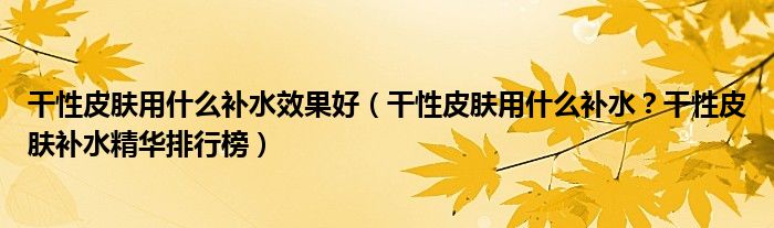 干性皮肤用什么补水效果好（干性皮肤用什么补水？干性皮肤补水精华排行榜）