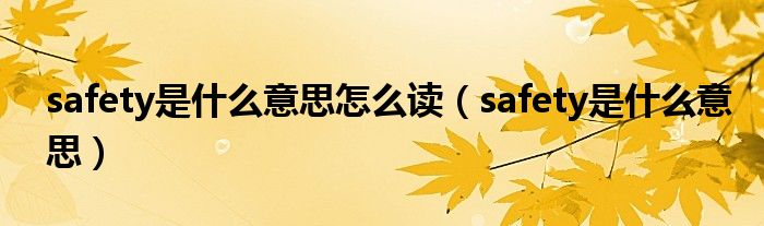 safety是什么意思怎么读（safety是什么意思）