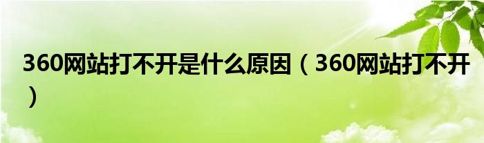 360网站打不开是什么原因（360网站打不开）