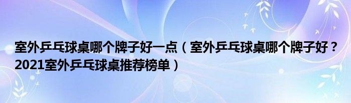 室外乒乓球桌哪个牌子好一点（室外乒乓球桌哪个牌子好？2021室外乒乓球桌推荐榜单）