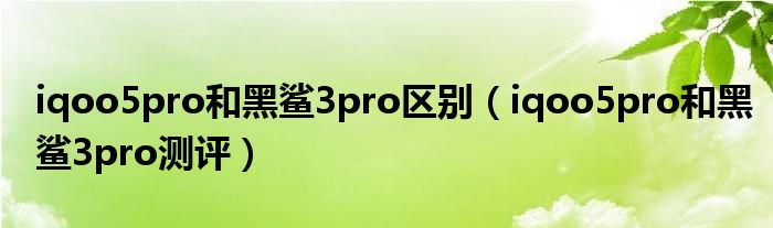 iqoo5pro和黑鲨3pro区别（iqoo5pro和黑鲨3pro测评）