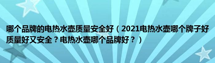 哪个品牌的电热水壶质量安全好（2021电热水壶哪个牌子好质量好又安全？电热水壶哪个品牌好？）