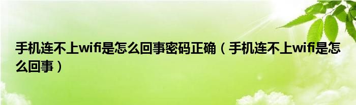 手机连不上wifi是怎么回事密码正确（手机连不上wifi是怎么回事）
