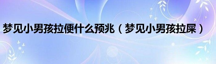 梦见小男孩拉便什么预兆（梦见小男孩拉屎）
