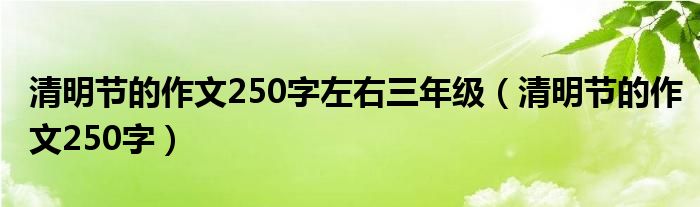清明节的作文250字左右三年级（清明节的作文250字）