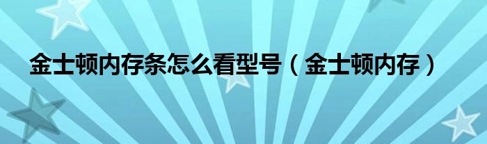 金士顿内存条怎么看型号（金士顿内存）