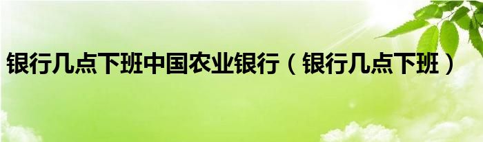 银行几点下班中国农业银行（银行几点下班）