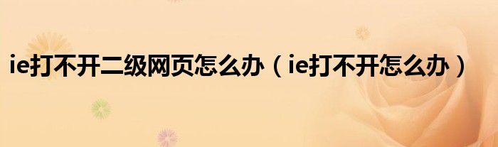 ie打不开二级网页怎么办（ie打不开怎么办）