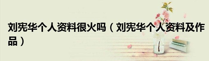 刘宪华个人资料很火吗（刘宪华个人资料及作品）
