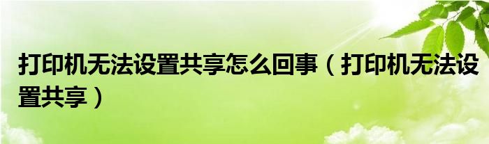 打印机无法设置共享怎么回事（打印机无法设置共享）