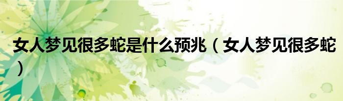 女人梦见很多蛇是什么预兆（女人梦见很多蛇）