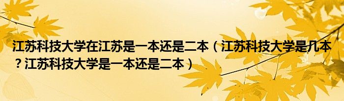 江苏科技大学在江苏是一本还是二本（江苏科技大学是几本？江苏科技大学是一本还是二本）