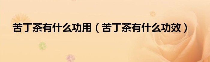 苦丁茶有什么功用（苦丁茶有什么功效）