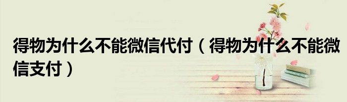得物为什么不能微信代付（得物为什么不能微信支付）