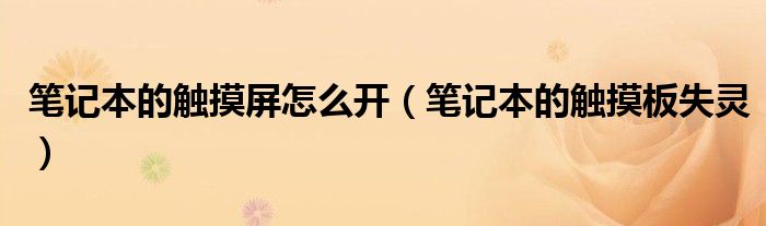 笔记本的触摸屏怎么开（笔记本的触摸板失灵）