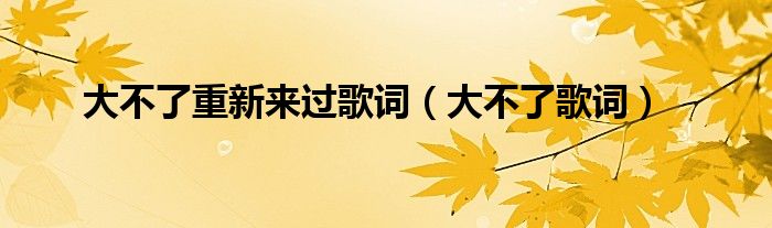 大不了重新来过歌词（大不了歌词）