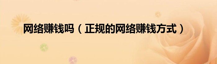网络赚钱吗（正规的网络赚钱方式）