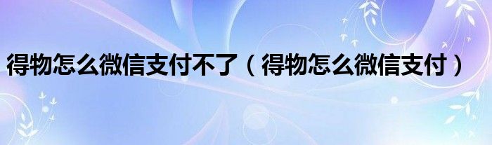 得物怎么微信支付不了（得物怎么微信支付）