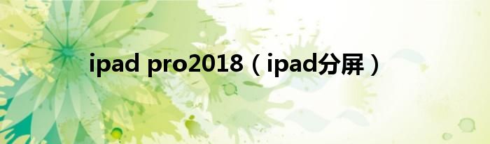 ipad pro2018（ipad分屏）