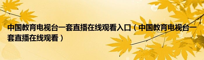 中国教育电视台一套直播在线观看入口（中国教育电视台一套直播在线观看）