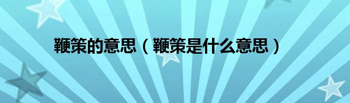 鞭策的意思（鞭策是什么意思）