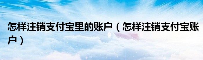 怎样注销支付宝里的账户（怎样注销支付宝账户）