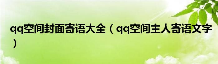 qq空间封面寄语大全（qq空间主人寄语文字）