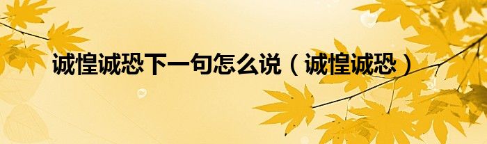 诚惶诚恐下一句怎么说（诚惶诚恐）