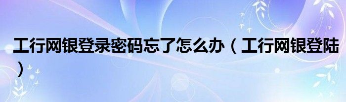 工行网银登录密码忘了怎么办（工行网银登陆）