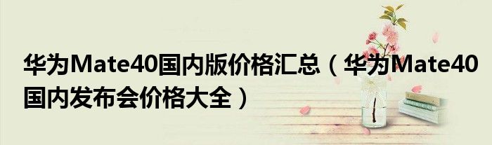 华为Mate40国内版价格汇总（华为Mate40国内发布会价格大全）