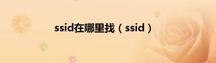 ssid在哪里找（ssid）