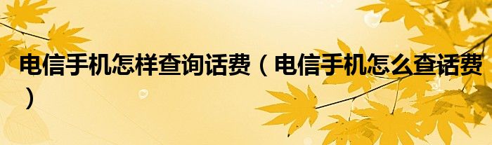 电信手机怎样查询话费（电信手机怎么查话费）
