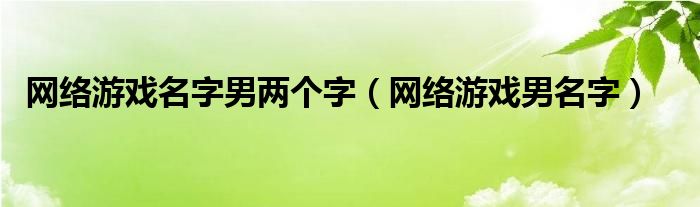 网络游戏名字男两个字（网络游戏男名字）