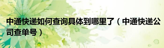 中通快递如何查询具体到哪里了（中通快递公司查单号）