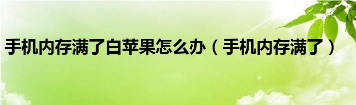 手机内存满了白苹果怎么办（手机内存满了）