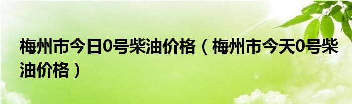 梅州市今日0号柴油价格（梅州市今天0号柴油价格）