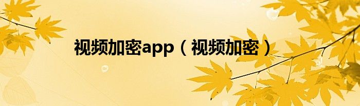 视频加密app（视频加密）